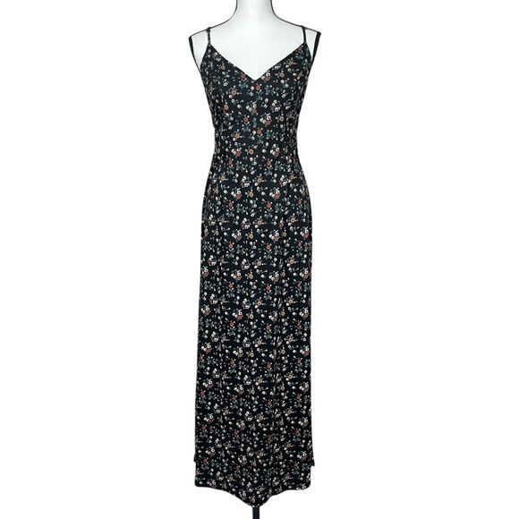 Nine Britton Maxi Dress Size Large Black Floral Spaghetti Strap Crisscross Back - Picture 1 of 12